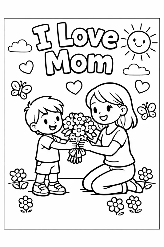 Cute Mothers Day Coloring Pages
