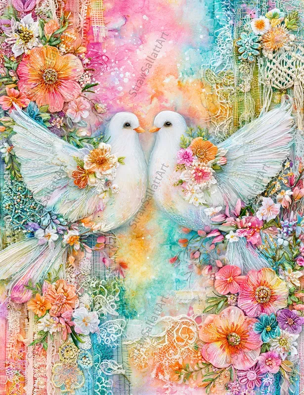 Boho Hippie Wedding Junk Journal Art