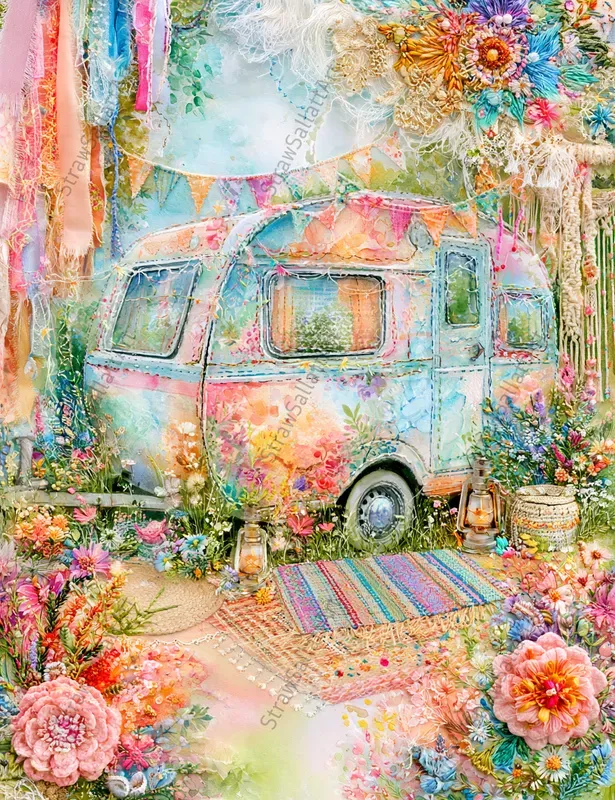 Boho Hippie Wedding Junk Journal Art