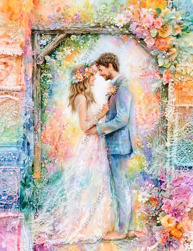 Boho Hippie Wedding Junk Journal Art