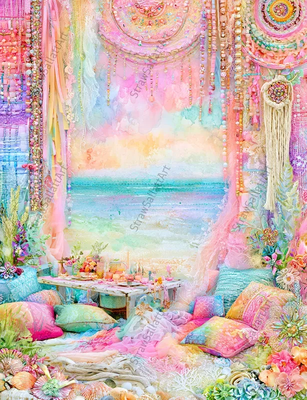 Boho Hippie Wedding Junk Journal Art