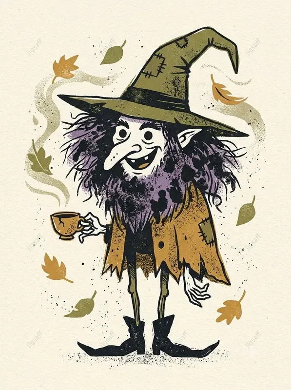 Vintage Halloween Printmaking Art
