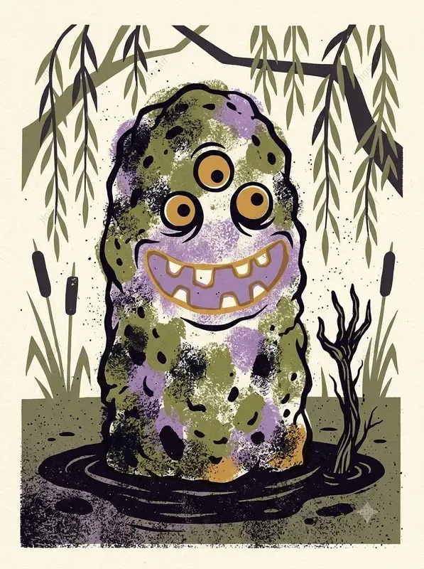 Vintage Halloween Printmaking Art