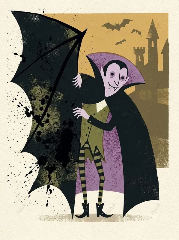 Vintage Halloween Printmaking Art