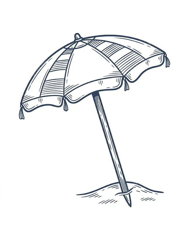 Vintage Beach Line Art Icons