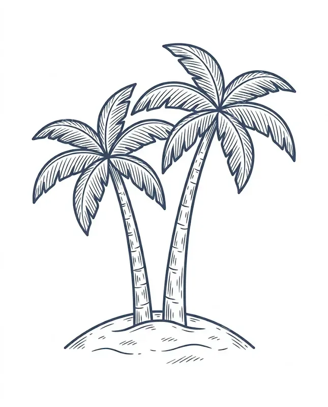 Vintage Beach Line Art Icons