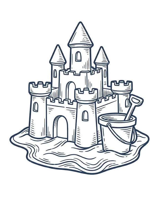 Vintage Beach Line Art Icons