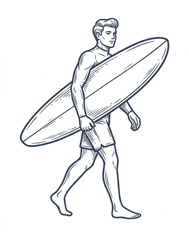 Vintage Beach Line Art Icons