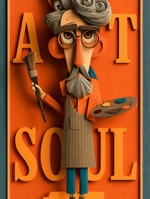 Orange Paper Cutout Art