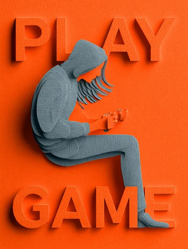 Orange Paper Cutout Art