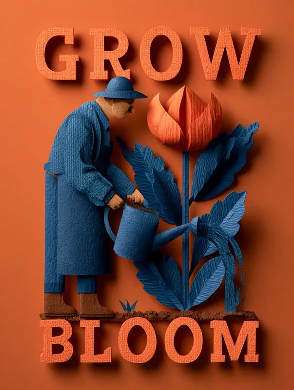 Orange Paper Cutout Art