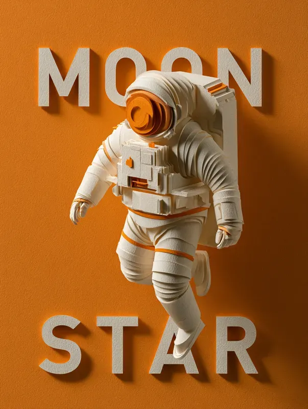 Orange Paper Cutout Art