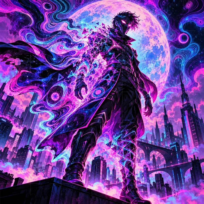 Psychedelic Neon Hero Art