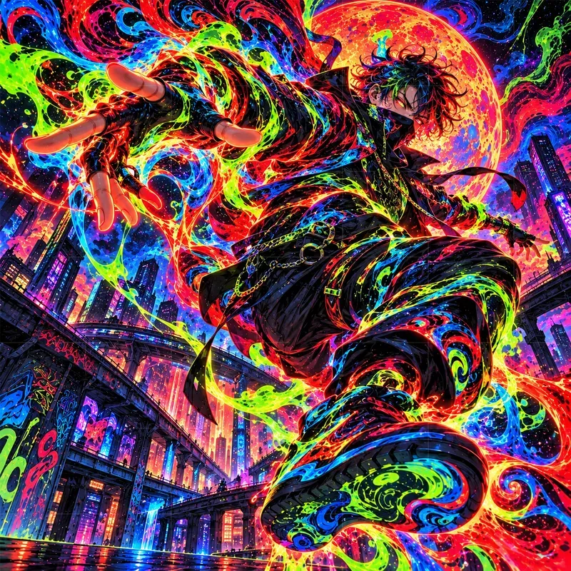 Psychedelic Neon Hero Art