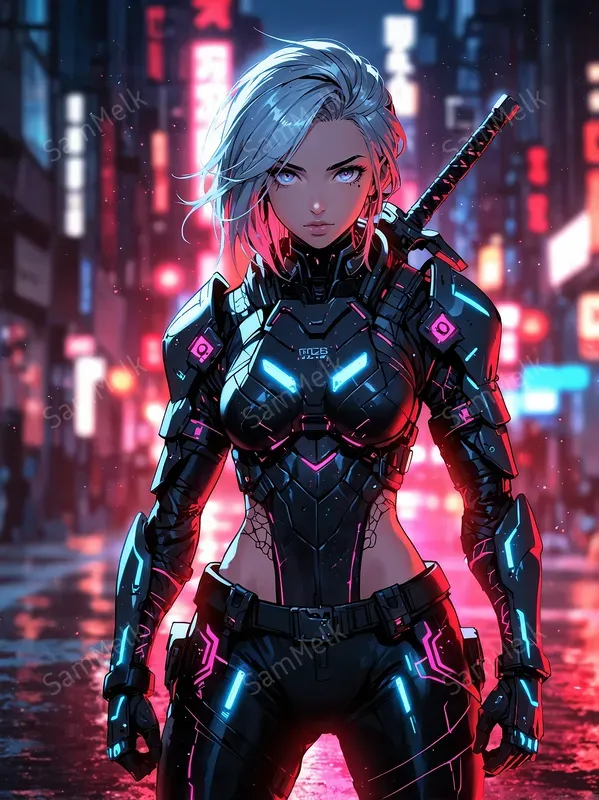 Stylish Neon Anime Portraits