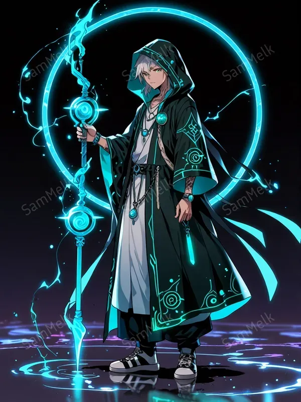 Stylish Neon Anime Portraits