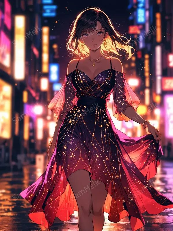 Stylish Neon Anime Portraits