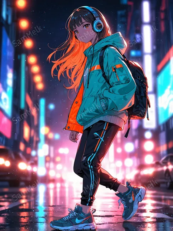 Stylish Neon Anime Portraits