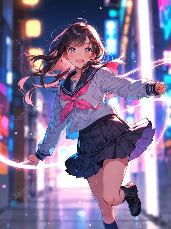 Stylish Neon Anime Portraits