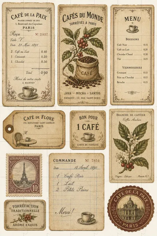 Vintage Coffee Junk Journal Ephemera