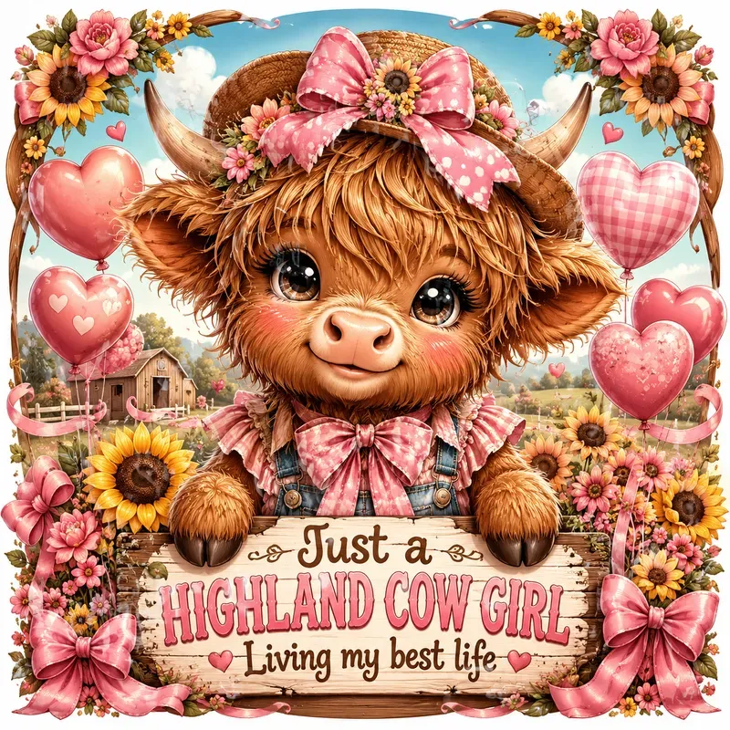 Cute Kawaii Highland Cow Girl Bundle Sets