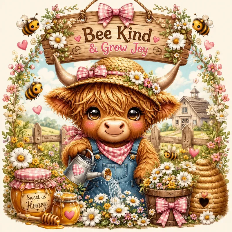 Cute Kawaii Highland Cow Girl Bundle Sets