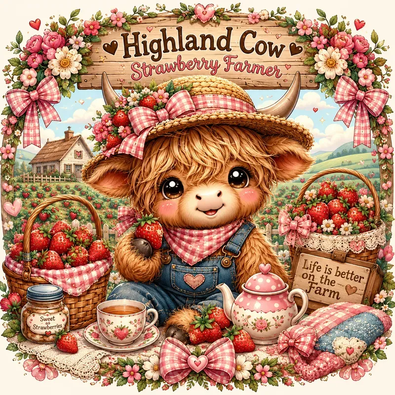 Cute Kawaii Highland Cow Girl Bundle Sets