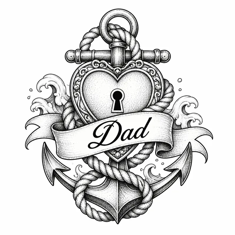 Minimalist Vintage Locket Tattoo Cliparts