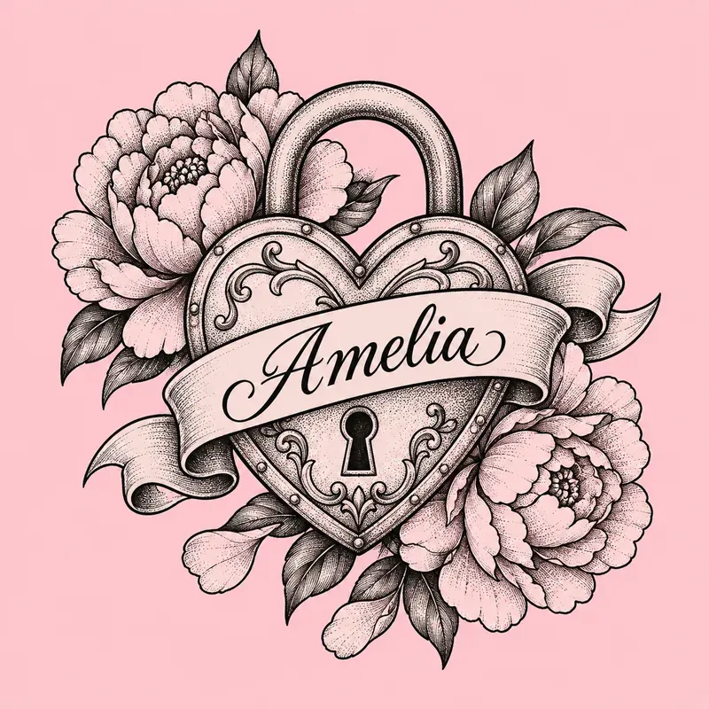 Minimalist Vintage Locket Tattoo Cliparts