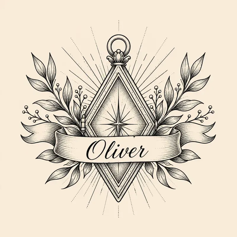 Minimalist Vintage Locket Tattoo Cliparts