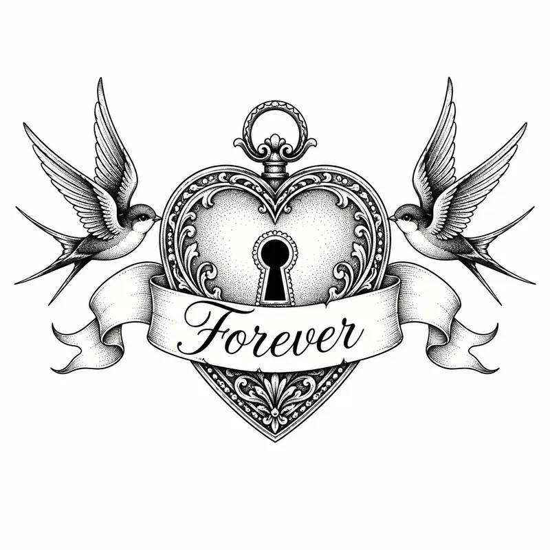 Minimalist Vintage Locket Tattoo Cliparts