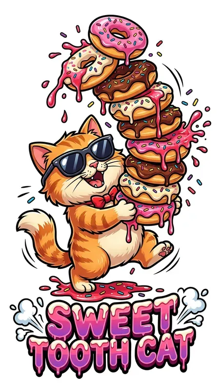 Cartoon Cat Food Sticker Templates