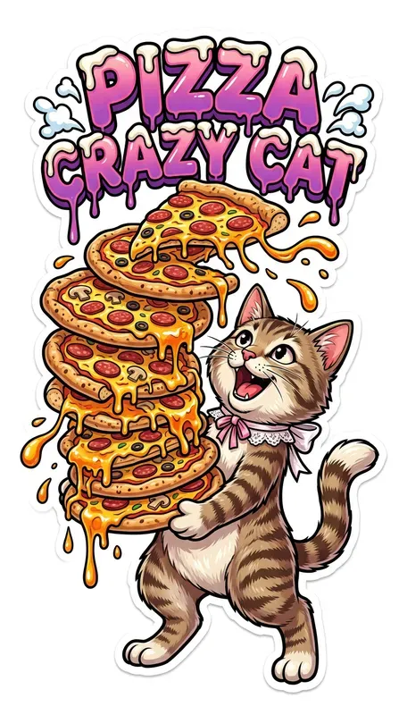 Cartoon Cat Food Sticker Templates