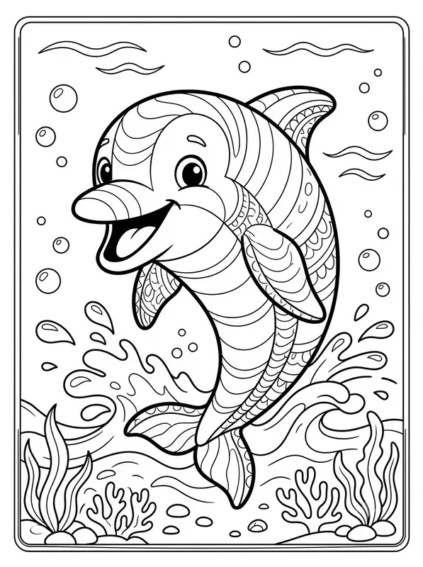 Line Art Sea Animals Coloring Pages