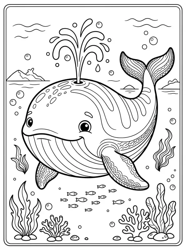 Line Art Sea Animals Coloring Pages
