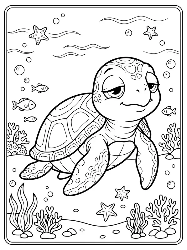 Line Art Sea Animals Coloring Pages
