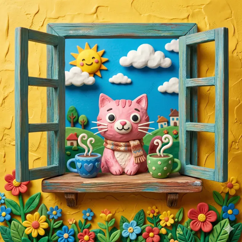3D Clay Diorama Window Art