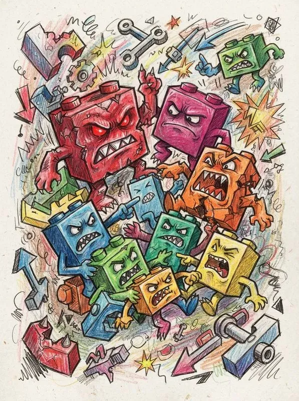 Aggressive Cute Doodles Handdrawn Art