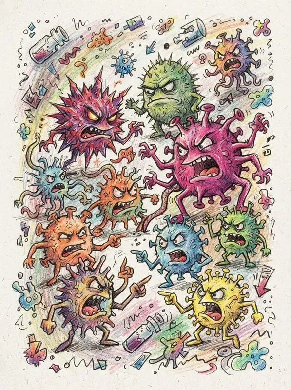 Aggressive Cute Doodles Handdrawn Art