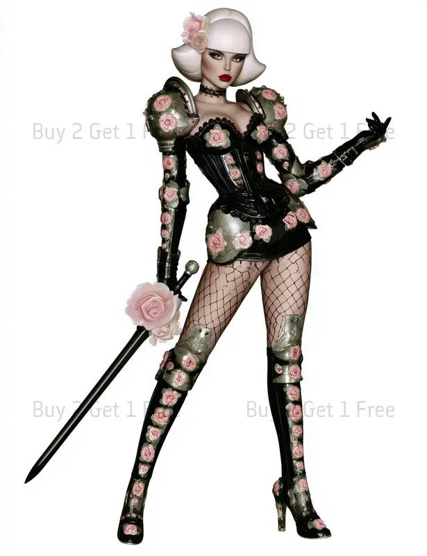 Flirty Gothic Tattoo Girl Clipart