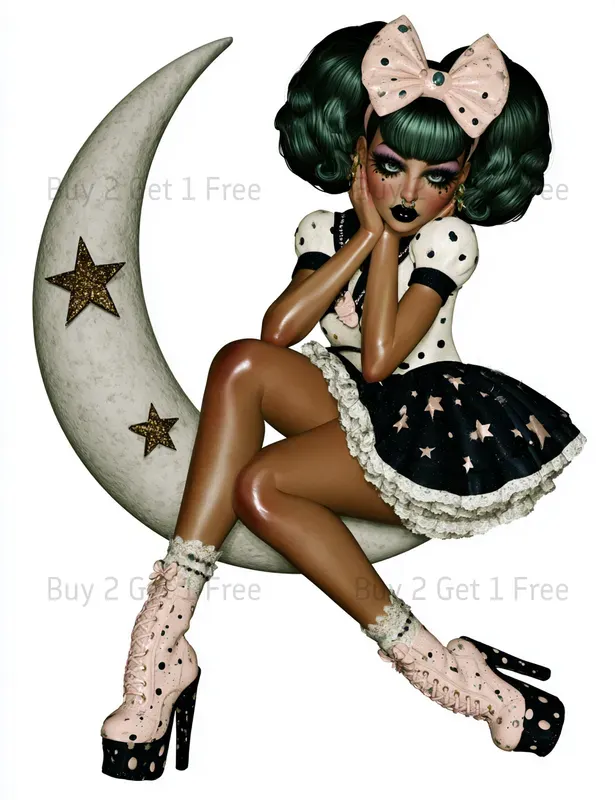 Flirty Gothic Tattoo Girl Clipart
