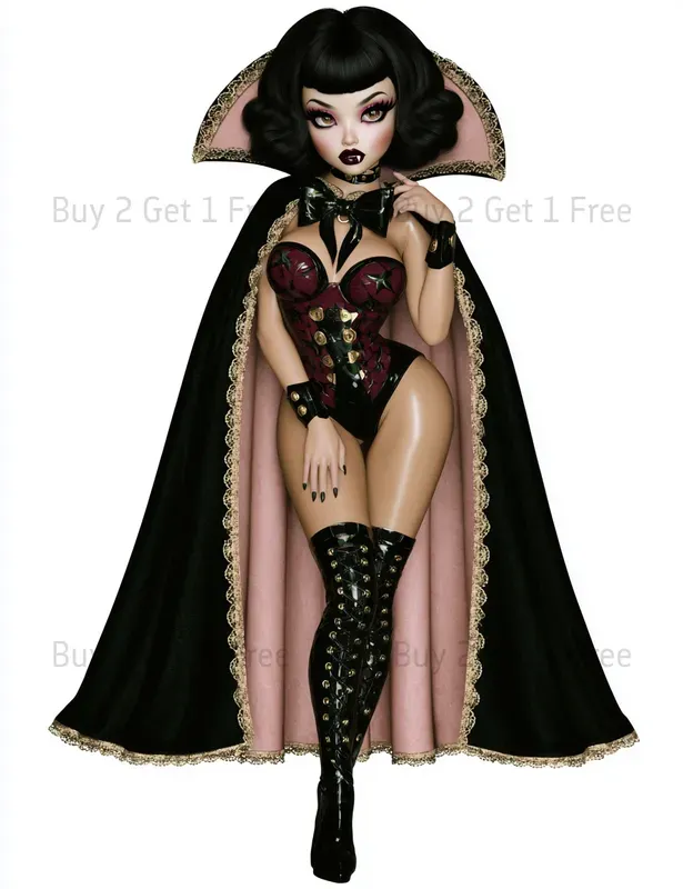 Flirty Gothic Tattoo Girl Clipart