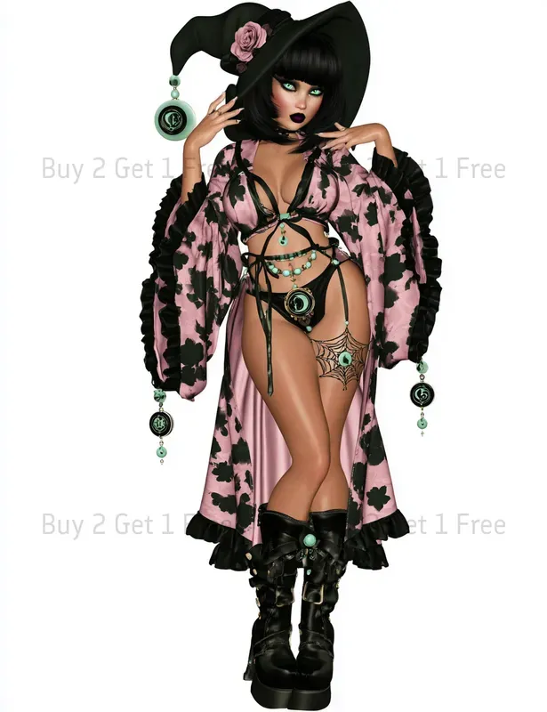 Flirty Gothic Tattoo Girl Clipart
