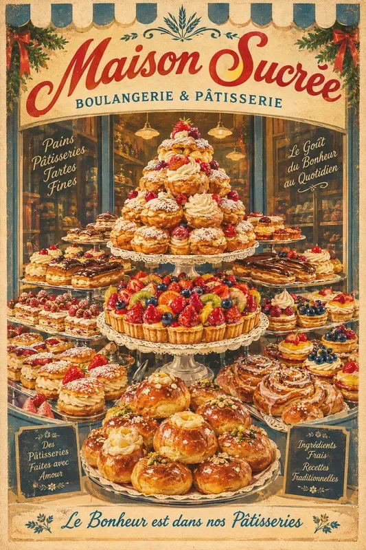 Vintage Bakery Sweet Treats Poster Art
