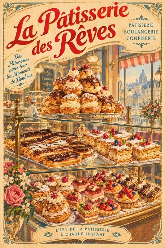 Vintage Bakery Sweet Treats Poster Art