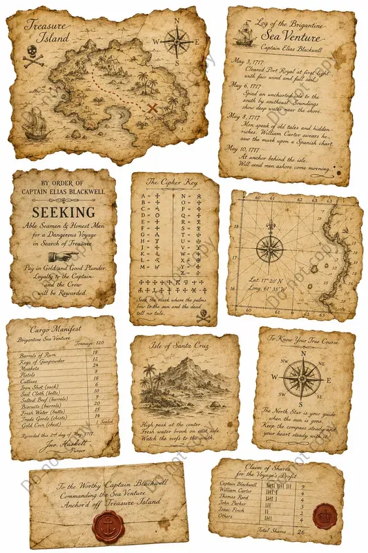 Pirate Treasure Ephemera Sheets