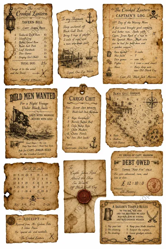 Pirate Treasure Ephemera Sheets