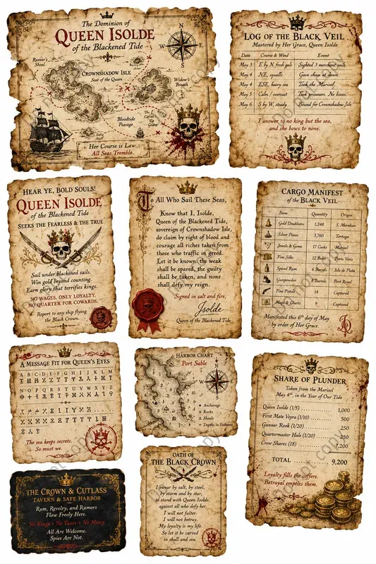 Pirate Treasure Ephemera Sheets
