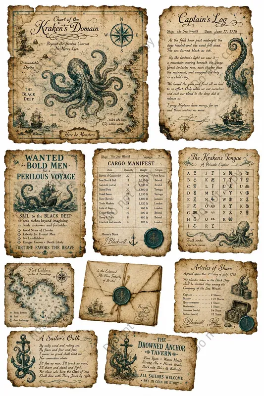 Pirate Treasure Ephemera Sheets