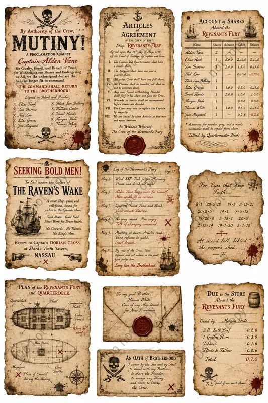 Pirate Treasure Ephemera Sheets